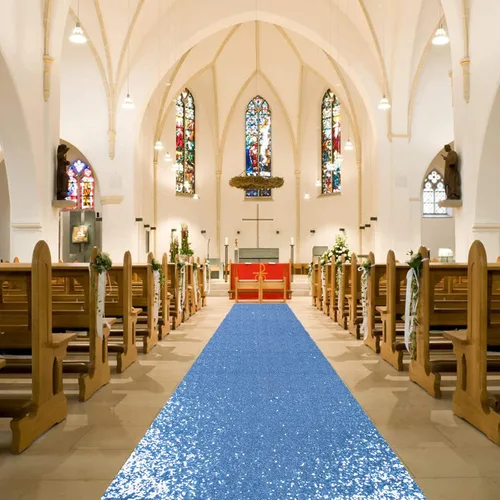 ShinyBeauty Camino de pasillo para bodas, color azul bebé, 36 pulgadas x 15 pies, con lentejuelas, para ceremonia de boda, exterior, 15 pies de