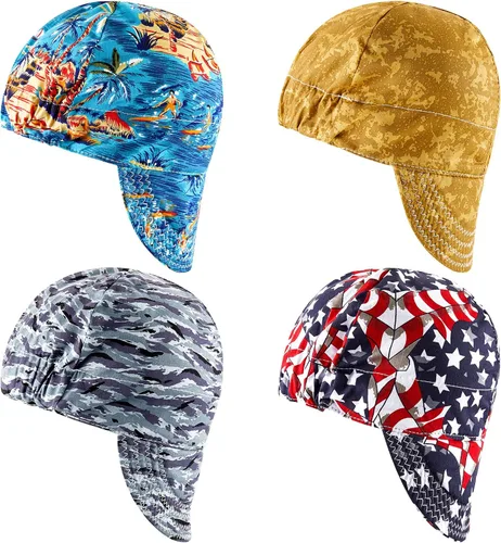 Hercicy 4 gorras de soldadura de algodón resistentes al fuego para hombres y mujeres, gorras de soldador para la mayoría de cascos, sombrero de