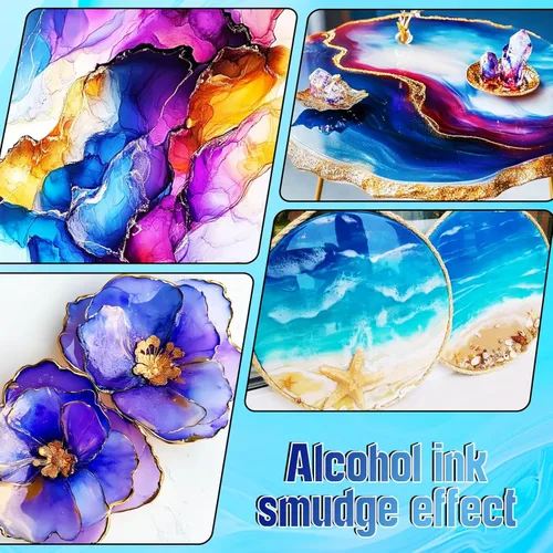 Miniatura 6 de Tinta de alcohol - Juego de 54 colores vibrantes de tinta de alcohol para resina epoxi, tinte de larga duración en colores perla para arte