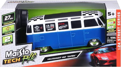 Miniatura 8 de Maisto 1:24 RC VW Van Samba 2.4GHZ Vehículo de control remoto, blanco/azul (81529-00000009)