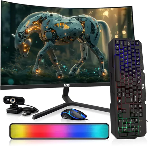 Miniatura 23 de MTG - Monitor curvo de 27 pulgadas, pantalla Full HD 1080P sin marco, audio HDMI DP USB, desenfoque de bajo movimiento, montaje VESA, combo