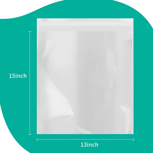 Miniatura 2 de iMailer - 200 unidades - Bolsas de celofán transparente de 13 x 15 pulgadas, grandes - Bolsas de polietileno de plástico resellables para ropa