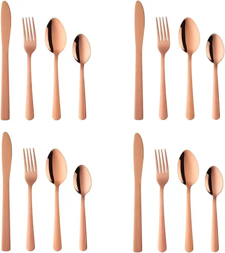 Miniatura 15 de BuyGo - Juego de cubiertos de acero inoxidable de 32 piezas, juego de 8 cubiertos, incluye cuchillo, tenedor, cuchara, cuchara de té para 8 personas