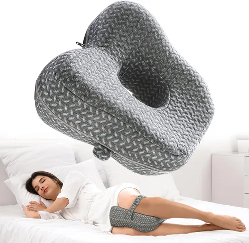 Almohada de rodilla de espuma viscoelástica para personas que duermen de lado, cojín ortopédico de alineación de piernas y caderas, almohada de