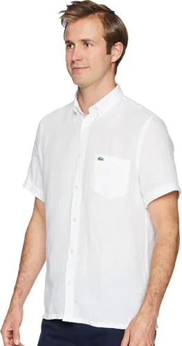 Miniatura 2 de Lacoste CH4991 - Camisa tejida de lino sólido con botones y ajuste regular de manga corta