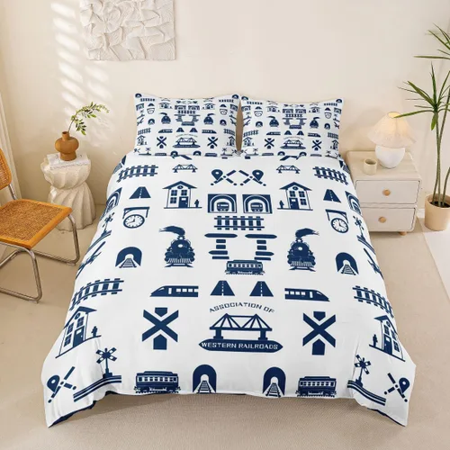 Miniatura 12 de Feelyou Juego de ropa de cama de avión, tamaño individual, para niños, adolescentes, funda de edredón para vuelo, helicóptero, avión volador, azul
