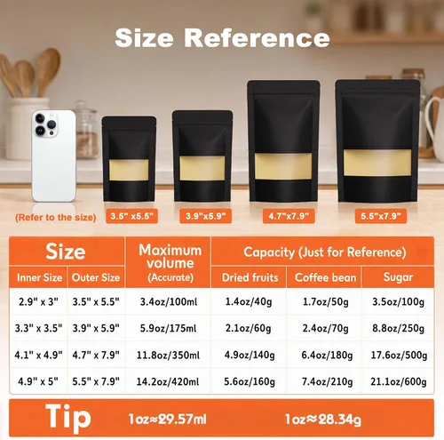 Miniatura 3 de FireKylin 100 bolsas resellables, bolsas de papel con ventana mate para pequeñas empresas, cremallera y bolsas sellables con calor para embalaje