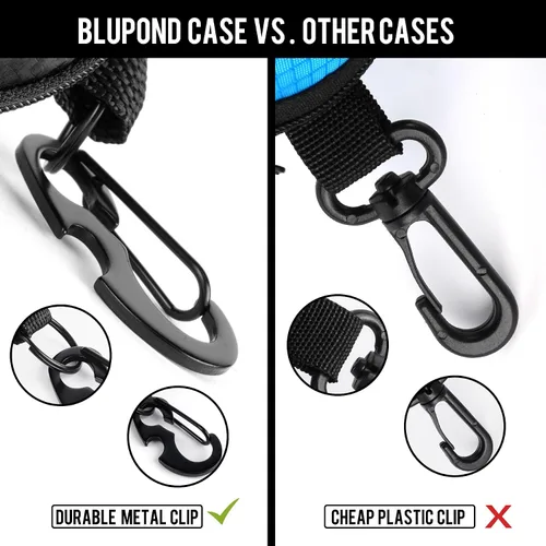 Miniatura 5 de BLUPOND Estuche de gafas de sol semi duro EVA Shell con gancho colgante de metal clip cinturón almacenamiento gafas de sol