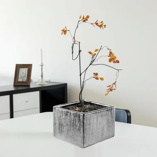 Miniatura 21 de WGV - Jarrón de cerámica con bloque a granel, ancho de 6 pulgadas, alto 4 pulgadas, elegante maceta cuadrada corta, floral, terrario, cómoda