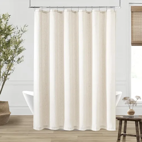 Miniatura 21 de Cortina de ducha de lino de avena 36x72 para cabina de ducha, cortinas neutras grisáceas beige de lino para baño, decoración bohemia de baño