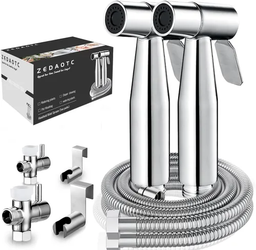 Pulverizador de bidé de mano para inodoro, juego de rociadores de bidé de baño portátil de acero inoxidable con control de presión de agua, rociador