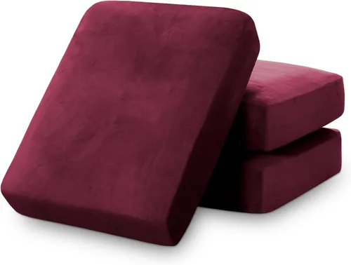 Miniatura 8 de PrinceDeco Fundas elásticas para cojín de sofá, juego de fundas de cojín ajustables individuales de tela de terciopelo suave para silla, cojín