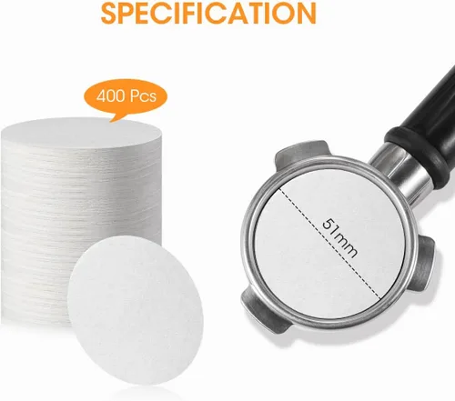 Miniatura 2 de Aieve Filtro de papel para espresso compatible con la máquina de café espresso Barista Breville, 400 piezas 51 mm Filtro de papel para portafiltro