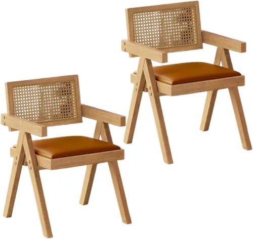 Miniatura 42 de YVYKFZD Juego de sillas de comedor de ratán, sillas de comedor de madera, sillas de cocina con respaldo tejido, sillón tapizado, silla auxiliar