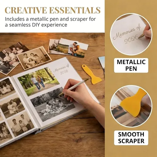Miniatura 4 de Álbum de Fotos con Páginas Autoadhesivas para Fotos de 4x6 5x7 8x10 Pulgadas, Álbum de Fotos Magnético tipo Scrapbook con Páginas Adhesivas, Libros