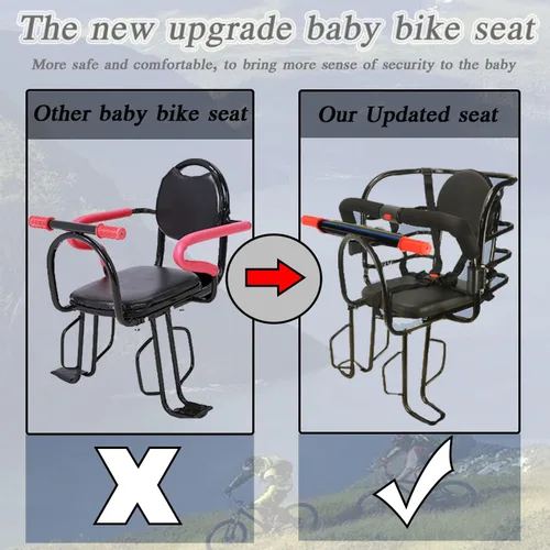 Asiento de bicicleta para niños, asiento trasero de bicicleta de bebé, asiento trasero para niños, soporte de seguridad para bicicleta de adulto,
