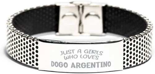 Dogo Argentino Pulsera Who Loves Pulsera de acero inoxidable Regalos Dogo Argentino Joyería Charm para Mujeres y Niñas Dogo Argentino Lover Jewelry
