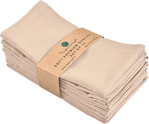 Miniatura 53 de Fingercraft Juego de 12 servilletas de tela de mezcla de lino y algodón, lavables, calidad premium, fiestas, bodas, servilletas de cena en inglete