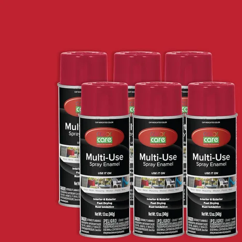 Miniatura 25 de Pintura en aerosol, 12 onzas, paquete de 6 (mezcla de colores cálidos: blanco brillante, rojo rubí, naranja, amarillo, marrón, negro brillante)