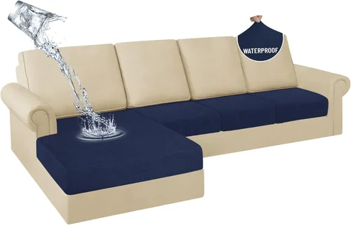 Miniatura 10 de HDCAXKJ Fundas de Cojines para Sofá Seccional 100% Impermeables, 3 Piezas, Forma de L, Funda Seccional Elástica para Chaise, Juego de Fundas