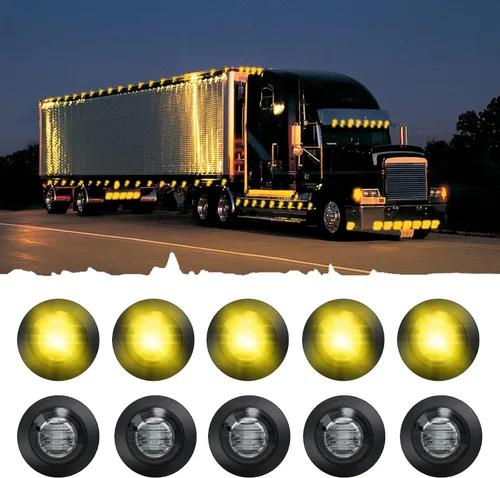 Miniatura 14 de 10 piezas LED redondas mini impermeables selladas azules de 3/4", luces de gálibo con bala y ojal para indicadores delanteros, traseros y laterales