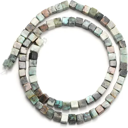 Miniatura 3 de Piedra natural de 0.15 x 0.176 pulgadas (0.157 x 0.157 in), cuentas sueltas de turquesa africana, energía curativa de cristal para hacer joyas