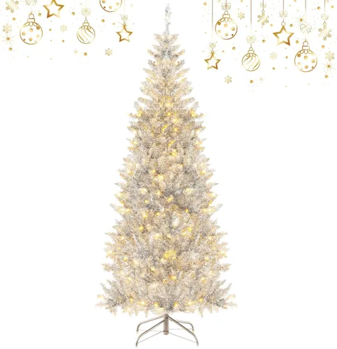 Miniatura 22 de GOFLAME Árbol de Navidad de 6 pies sin luz, árbol de Navidad negro, decoración de Halloween en forma de lápiz, árbol de Halloween con 520 puntas