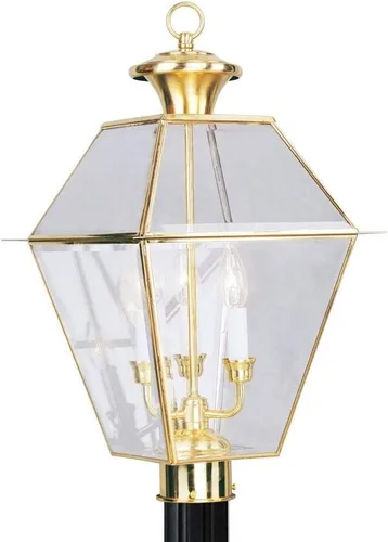 Miniatura 15 de Livex Lighting 2384-91 - Farol transitorio de tres luces post-top de Westover Collection en Pwt, Nckl, B/S, Slvr. acabado, 12.00 pulgadas