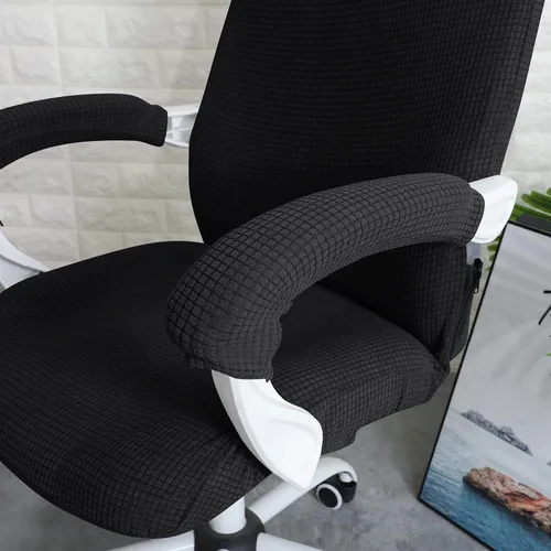 Miniatura 4 de FORCHEER Funda grande para silla de oficina con fundas para reposabrazos, color negro, repelente al agua, fundas para sillas de computadora