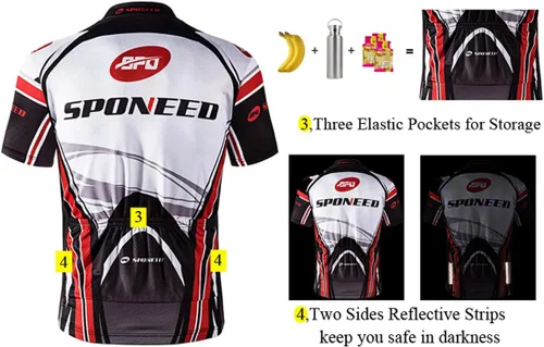 Miniatura 4 de sponeed - Jerséis de ciclismo para hombre, tops, camisas de ciclismo, manga corta, atuendo de ciclismo, chaqueta de ciclismo de cierre completo