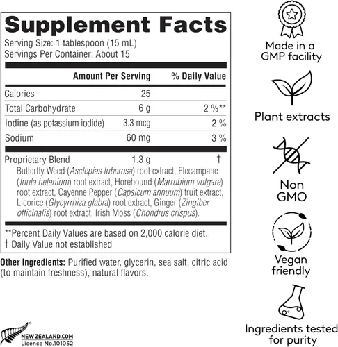 Miniatura 6 de Tónico de Apoyo Pulmonar Profundo, Fórmula Herbal para la Salud Respiratoria, Respiración Clara, Congestión Bronquial, a Base de Plantas - 7.8 fl oz