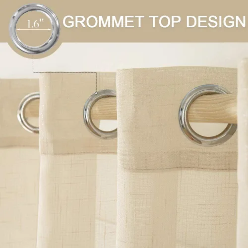 Miniatura 18 de MIULEE 2 paneles de cortinas de lino de granja translúcidas de 84 pulgadas de largo, elegantes cortinas terracota rústicas para otoño, con ojales