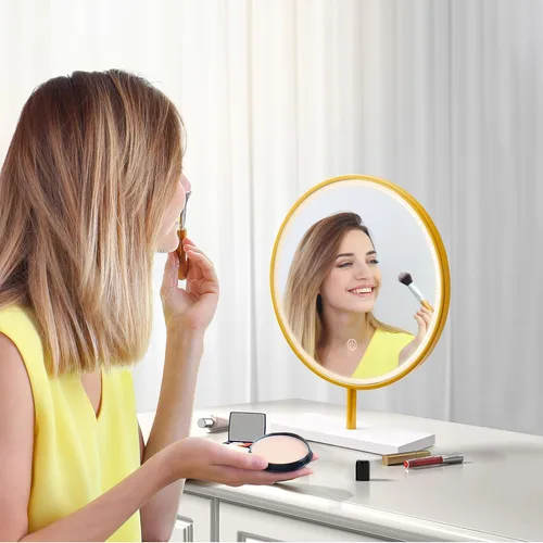 Miniatura 6 de Espejo de maquillaje iluminado de 15.7 pulgadas, espejo de tocador con enchufe USB, espejo de mesa regulable de 3 colores, espejo redondo, espejo