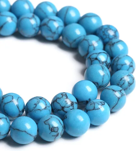 Miniatura 40 de 4MM 86 piezas cuentas sueltas de calcedonia azul aguamarina para hacer joyas, pulseras, collares Aguamarina azul