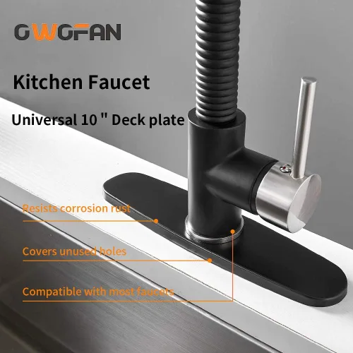 Miniatura 2 de Cubierta de agujero cubierta placa de cubierta para grifo de baño o grifo de cocina de un solo agujero, 10 pulgadas acero inoxidable negro WF-4102R