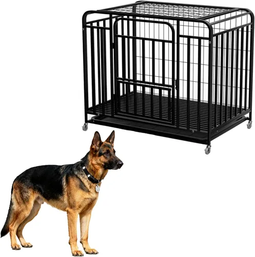 Miniatura 7 de 48 Inch Dog Kennel with Wheels, High Anxiety Steel Indoor Dog Cage with Removable Tray, Indestructible Escape Proof Heavy Duty Dog Crate Extra Large