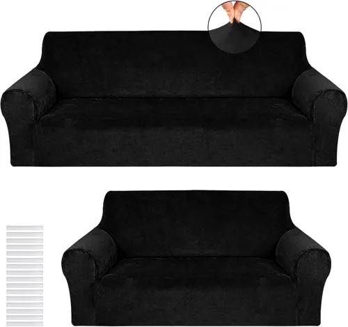 Miniatura 22 de Peryiter Juego de 2 fundas para sofá de dos plazas Fundas para muebles para sala de estar para sofá, sillón, ajuste elástico, a prueba de arrugas