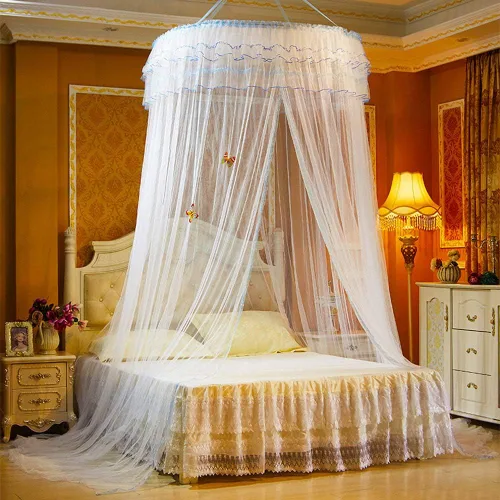Miniatura 5 de Mosquitera colgante de cúpula de lujo para cama individual, matrimonial, queen, decoración de fiesta para el hogar, dormitorio (azul aguamarina)