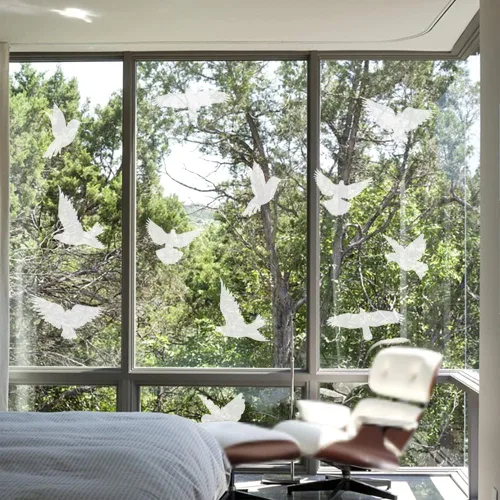 Miniatura 4 de 37 adhesivos anticolisión para ventanas, salva a los pájaros de golpes de ventanas, advierte a los pájaros, color blanco