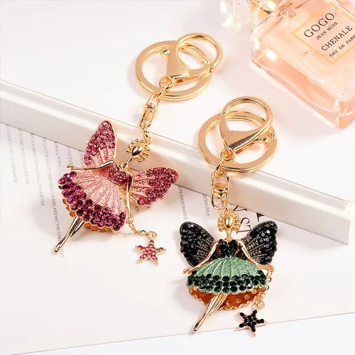 Miniatura 5 de Colgante de cristal del bolso del llavero del ángel del baile de las mujeres de la manera