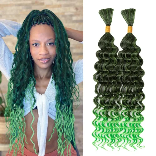 Miniatura 19 de Cabello bohemio para trenzar de 18 pulgadas, 2 paquetes de cabello ondulado profundo a granel para trenzas bohemias, sin trama, extensiones