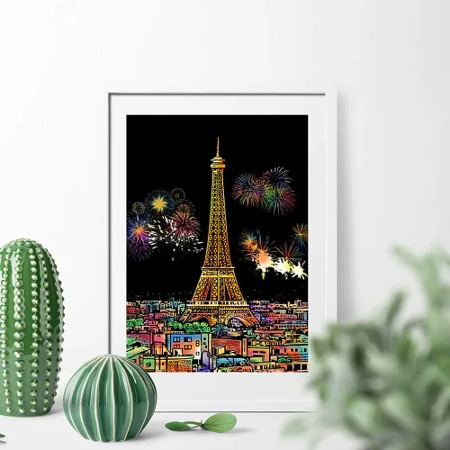 Miniatura 7 de Papel de pintura para rascar arcoíris (A4) para adultos y niños, tablero de rascar de vista nocturna, juego de arte de grabado: 4 hojas de tarjetas