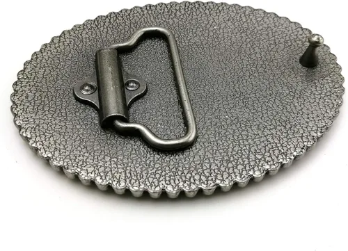 Miniatura 2 de LAXPICOL - Hebilla ovalada para cinturón para hombre diseño de cruz celta estilo americano color gris