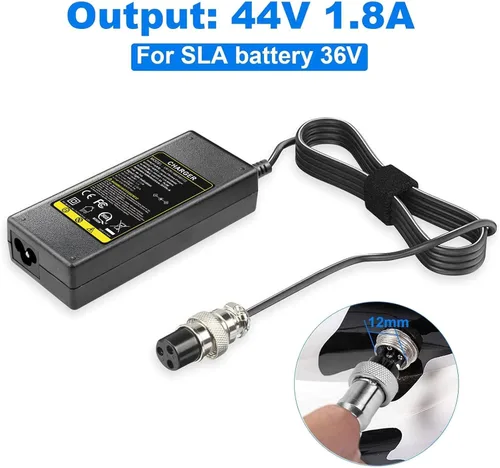 Miniatura 5 de 44V 1.8A Cargador de batería de plomo ácido XLR hembra de 3 pines con cable de alimentación en línea de 3 puntas para Boreem Jia, Minimoto, Rad2Go