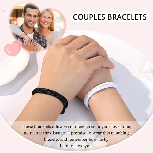 Miniatura 2 de UNGENT THEM Pulseras de cuerda ajustable para parejas, para hombres, novio, novia, alma gemela, marido, esposa, aniversario, día de San Valentín