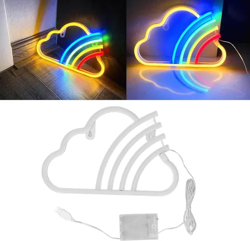 Miniatura 2 de Letrero de neón LED, luz de neón de alto brillo, funciona con pilas, alimentado por USB, letrero de neón LED decorativo para dormitorio