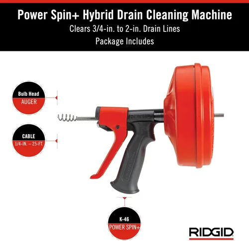 Miniatura 8 de Ridgid 57043 POWER SPIN+ Power Spinner Limpiador de drenaje Power Spin+ / Rojo