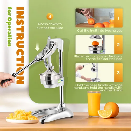 Miniatura 3 de Exprimidor manual de prensa manual profesional de cítricos para encimera, de metal, naranja, limón, granada, para uso comercial en el hogar