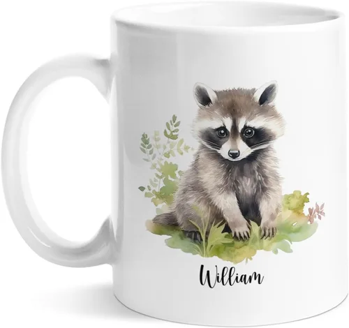 Miniatura 15 de Taza de café personalizada con loro en un bosque tropical, tazas personalizadas de animales, taza con nombre personalizado para cumpleaños