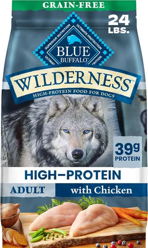 Blue Buffalo Wilderness - Alimento seco natural con alto contenido proteínico para perros adultos, pollo, 24 libras